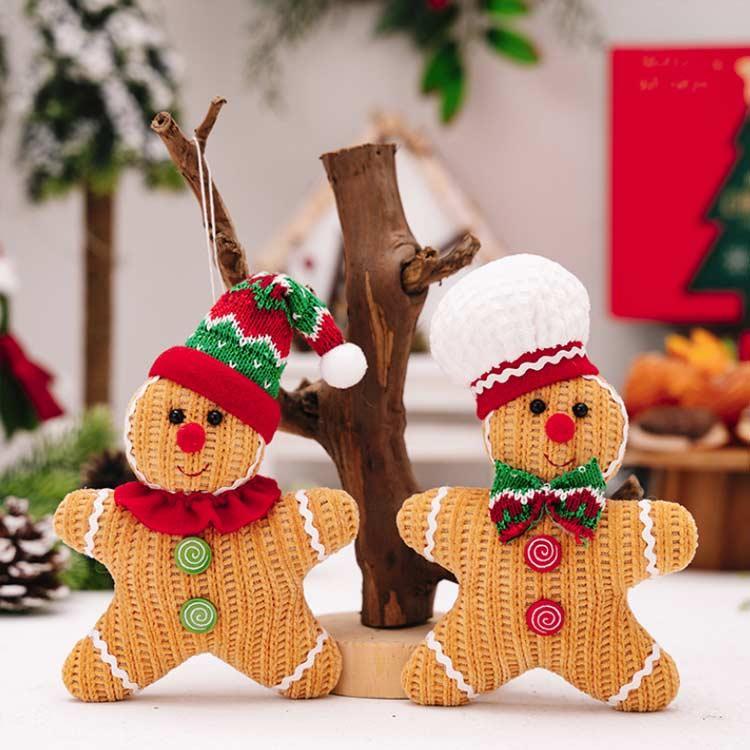 ニャンワークショップのクリエイティブ 人形 クリスマス クリスマス装飾品 4個セット ジンジャーブレッドマン オーナメント 4個セット イエロー 小人 ぬいぐるみ クリスマ｜アングル3
