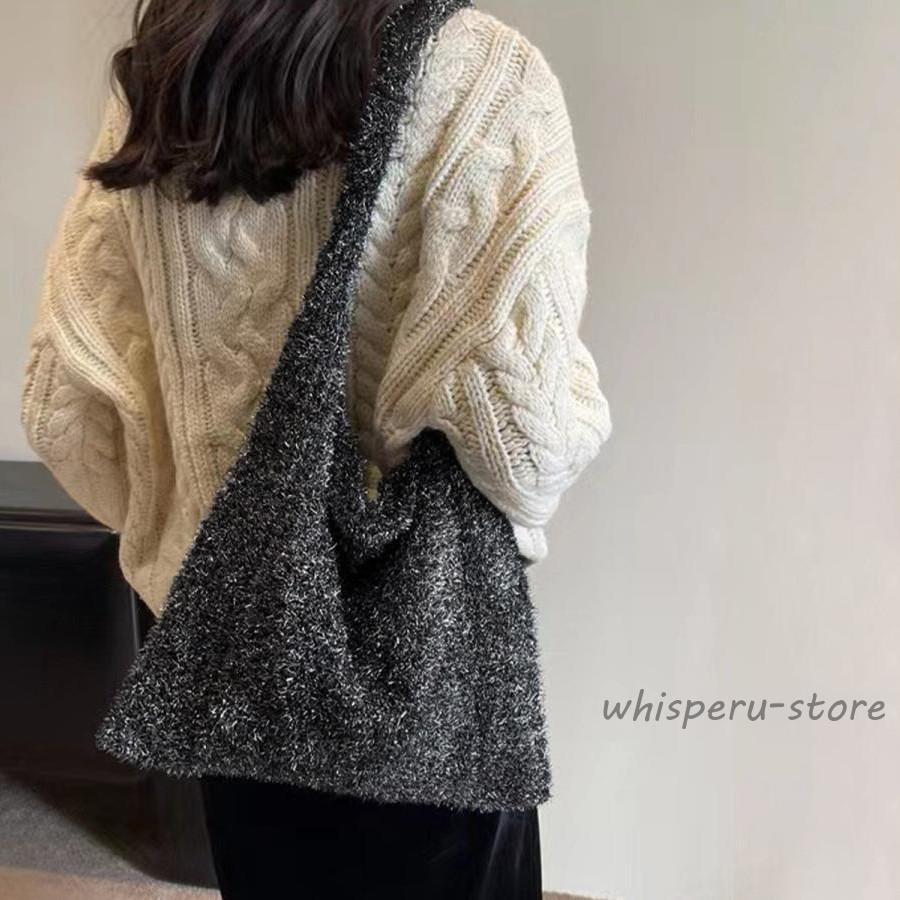 樂天商城 - ニットトートバッグ ラメシャギーゆうパケット