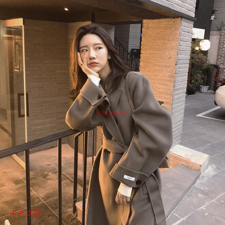 Rakuten - ラシャコート 秋 冬 レディース ロング丈 チェスターコート トップス 長袖 アウター 折り襟 ベルト付 オシャレ OL 通勤 オフィス デザイン S M L