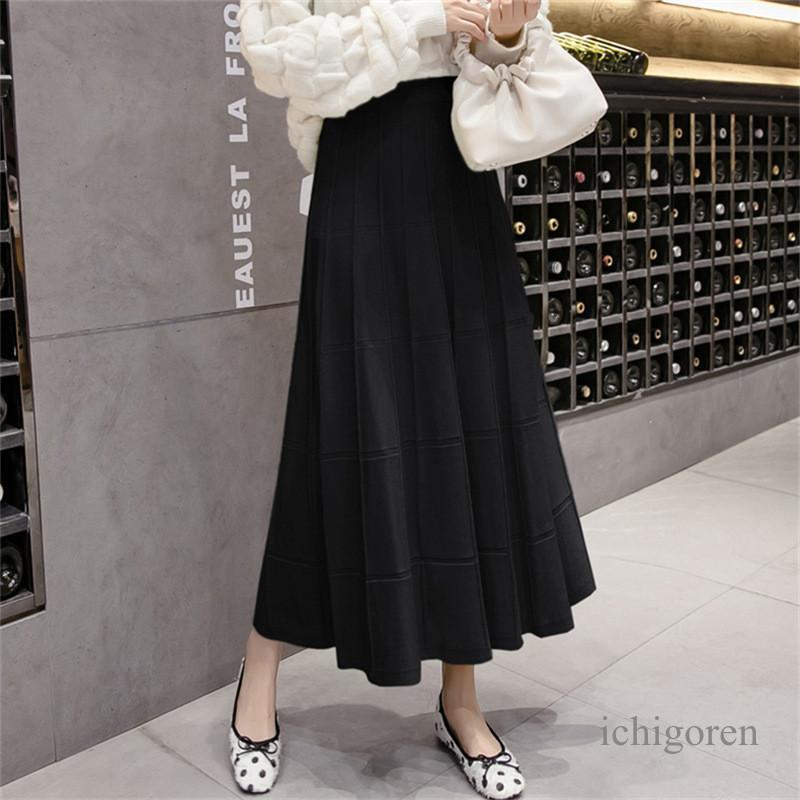 ニットスカート レディース フレアスカート 無地 プリーツ ロング丈 ボトムス カジュアル ハイウエスト 春秋冬 きれいめ おしゃれ