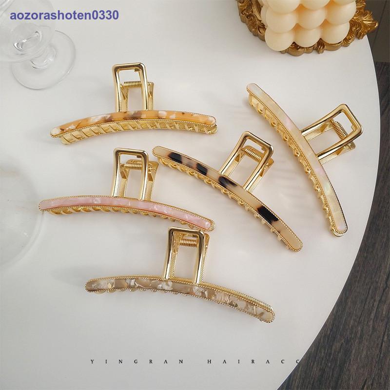 ヘアクリップ 大きめ 髪留め おしゃれ かわいい 夏 シェル ゴールド アイボリー ピンク ベージュ キャラメル べっ甲