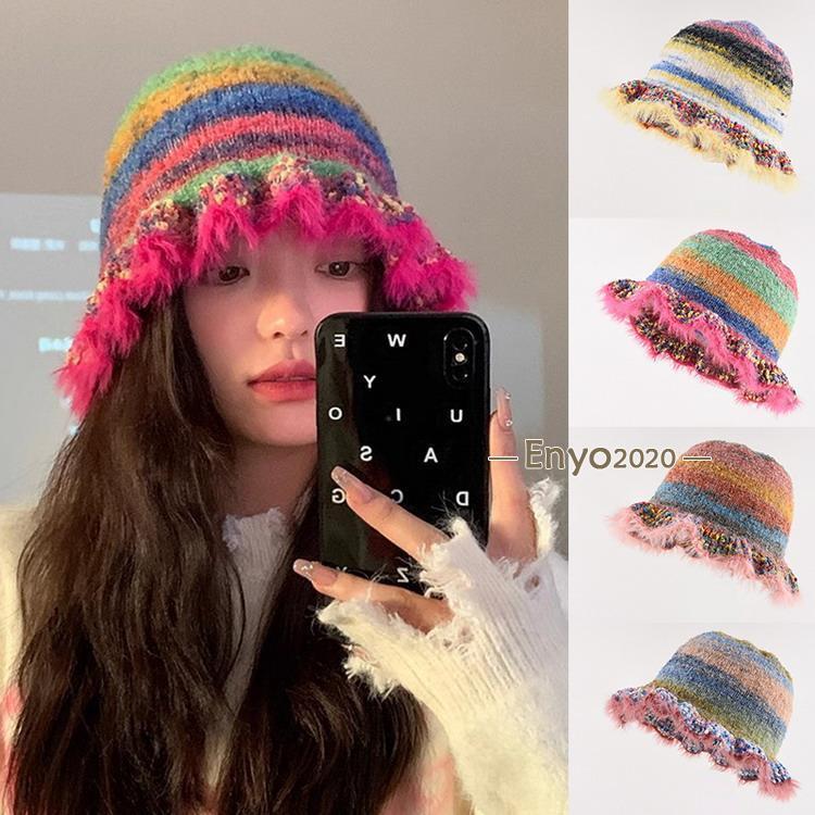 乐天商城 - クロシェ クローシュ ハット ニット帽 クロッシェ バケットハット カラフル 防寒 秋冬 レディース 55-59cm