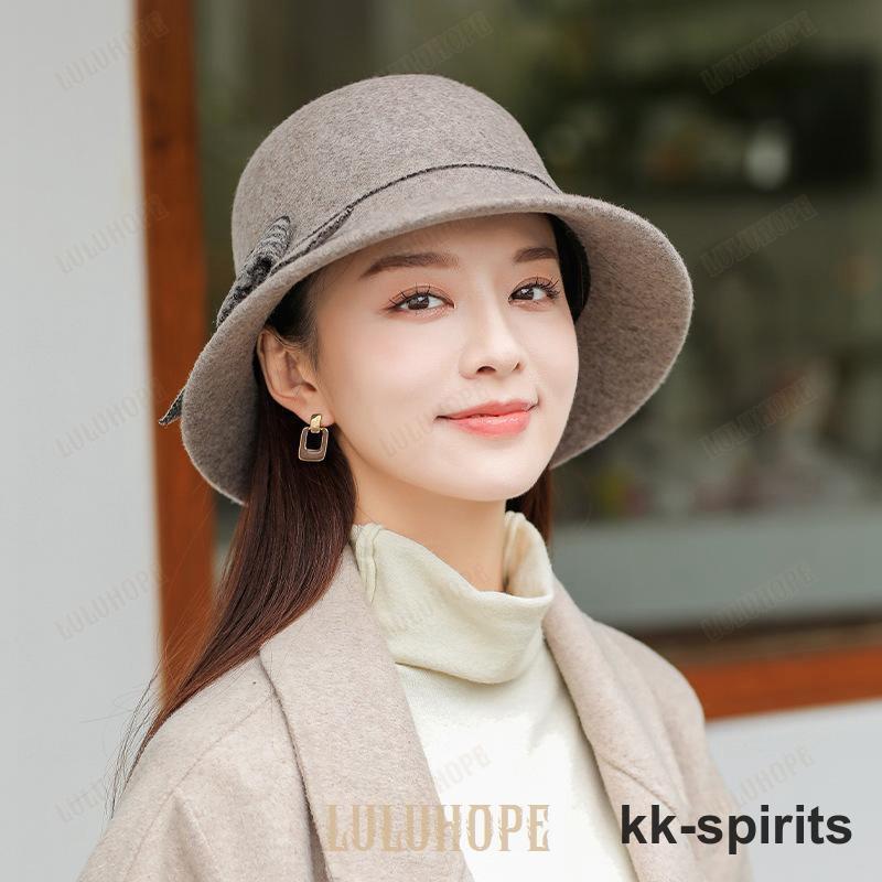 2023秋冬レトロ 帽子 レディース 柔らかい保温バケット文芸百合優雅バケット蝶ネクタイ文芸