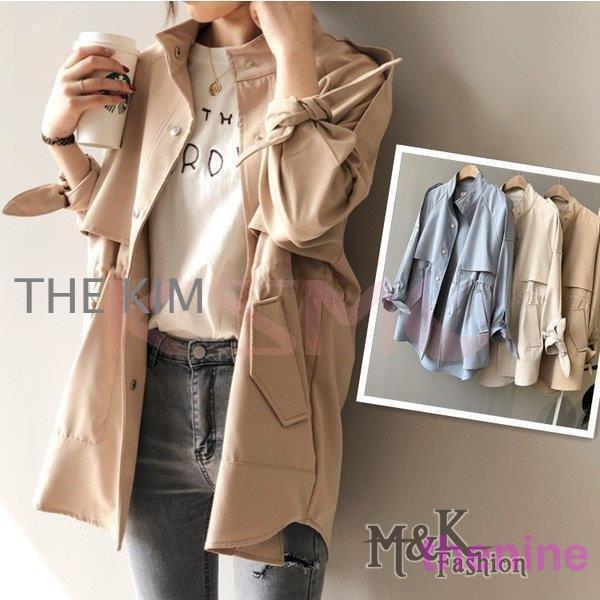 トレンチコート レディース ショート丈 スプリングコート 春 コート アウター ジャケット 長袖 ゆったり 体型カバー お洒落 コーデ 上品 大人 通勤 OL 旅 無地