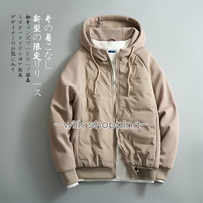 キルティングジャケット メンズ パーカー フード付き グラフェン発熱 中綿ジャケット 防風.防水.保温.快適 秋冬防寒 暖かい 2