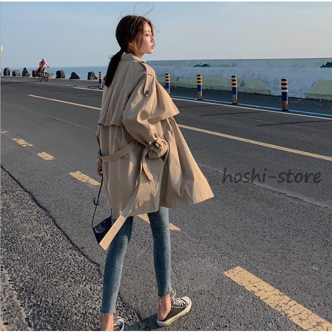 トレンチコート レディース 秋 長袖 ロングコート スプリングコート アウター ジャケット コート ゆったり 大きいサイズ 無地 通勤 OL 着痩せ