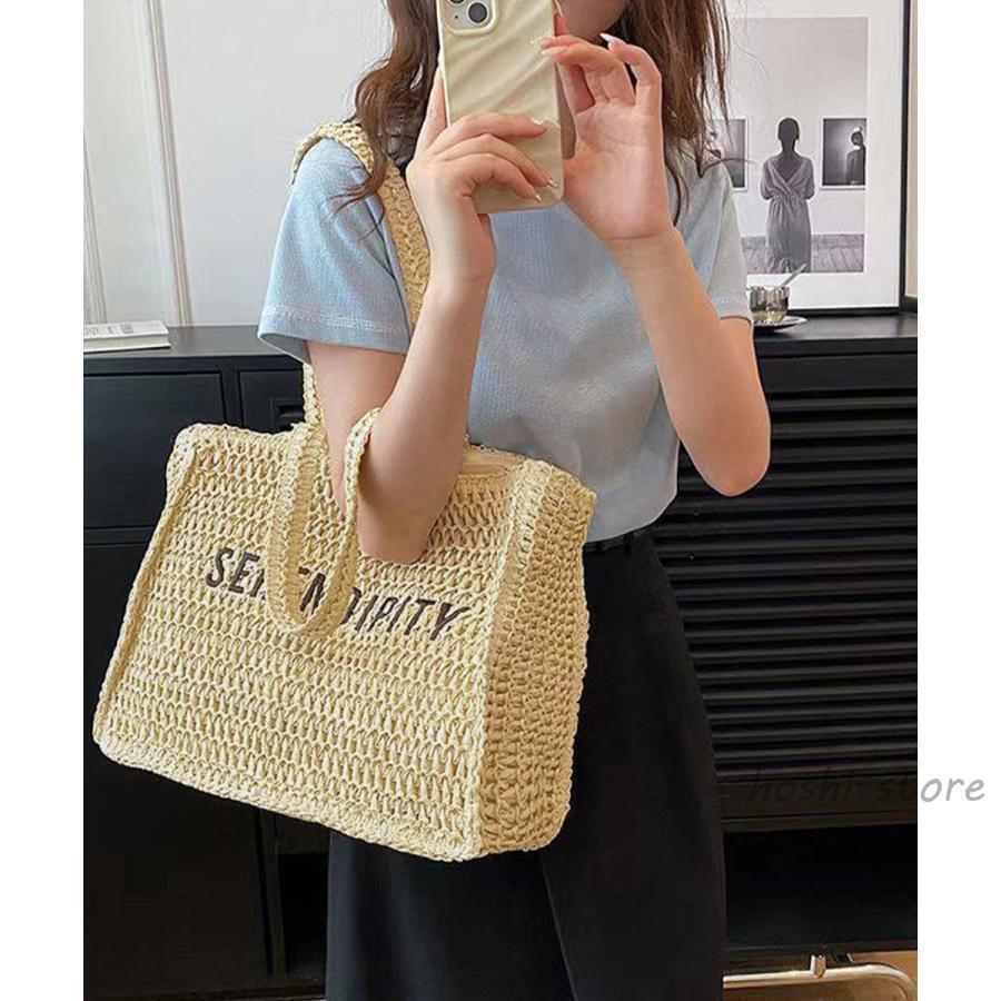 春 夏 秋 ストローバッグ トート かごバッグ韓国風 2
