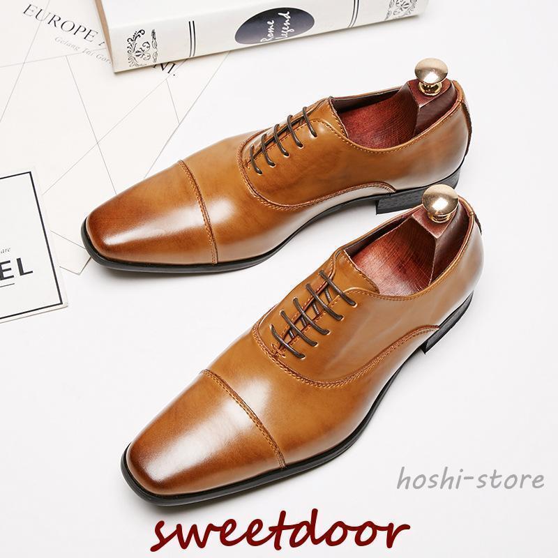 ビジネスシューズ メンズ 革靴 ストレートチップ 紳士靴 本革 牛革 ローファー 防滑 本革靴 フォーマル..