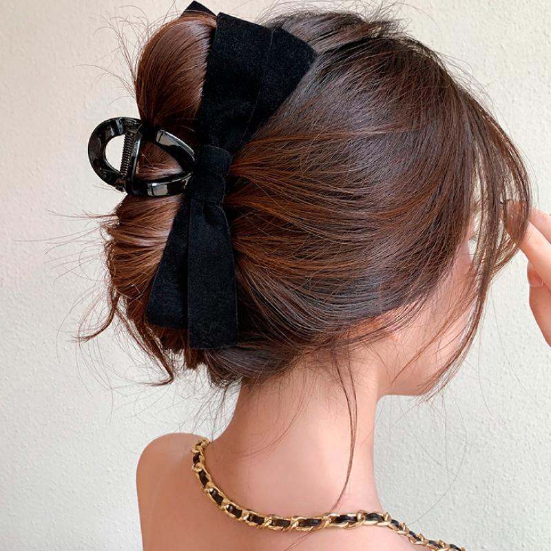 バンスクリップ レディース ヘアアクセサリー リボン ブラック シンプル かわいい おしゃれ 3