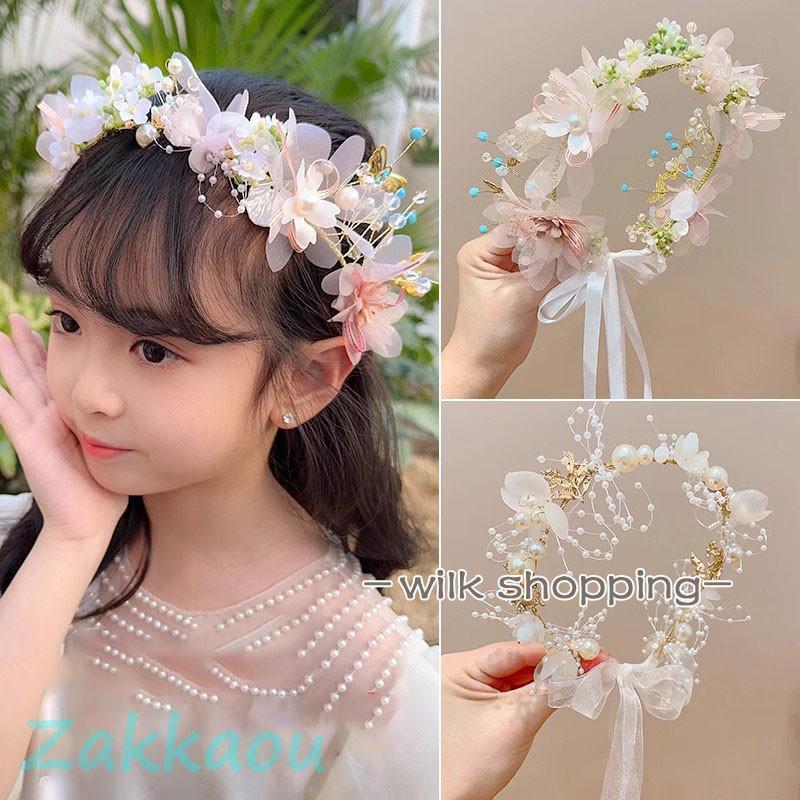 髪飾り 花 花冠 発表会 子供髪飾り キッズ ビジュー カチューシャ ヘッドドレス ヘアアクセサリー 髪飾り ウェディング 結婚式 七五三