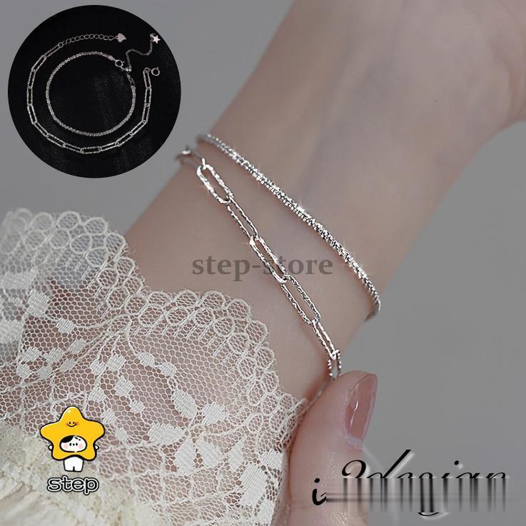 ブレスレット レディース 女性 アクセサリー シルバーカラー チェーン 華奢 細め 細い 高見え 高級感 シンプル 大人可愛い かわいい 婦人