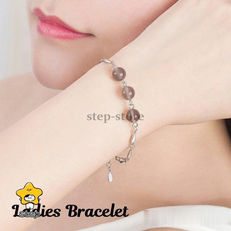 ブレスレット アクセサリー レディース 女性用 ファッション小物 チェーン ビーズ 球 玉 水晶調 トライアングル 清楚 おしゃれ プレゼント