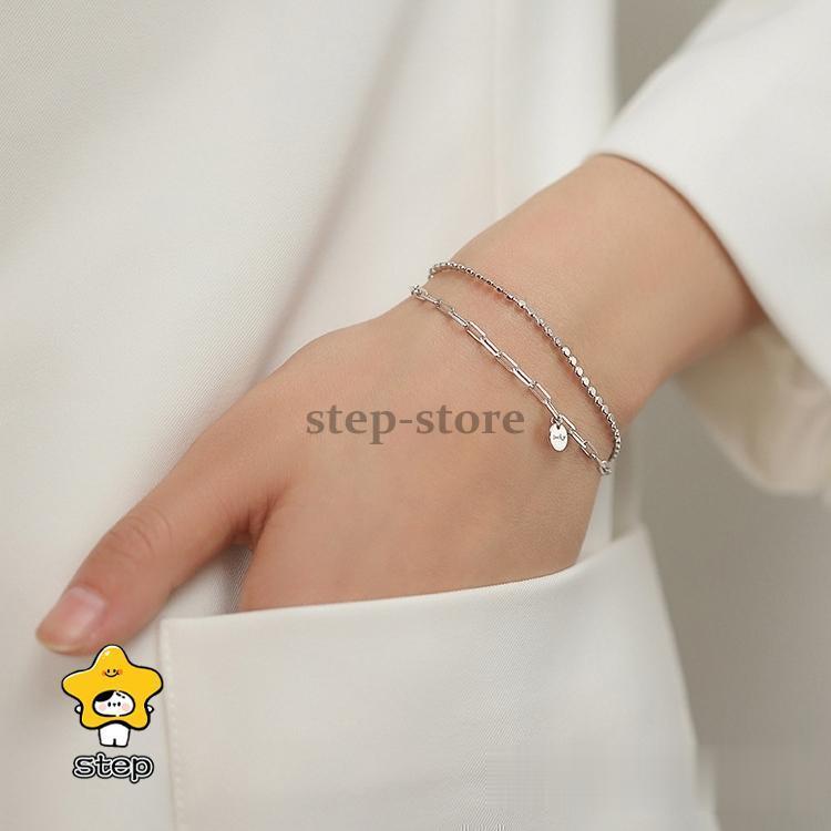 ブレスレット 2連 アクセサリー レディース 女性 腕輪 華奢 プレート シンプル か...