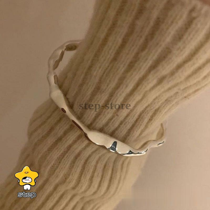 オープンブレスレット レディース アクセサリー 女性 腕輪 でこぼこ レトロ風 可愛...