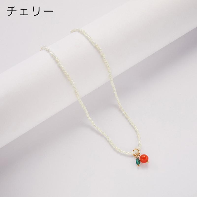 ニャンワークショップのネックレス レディース 女の子 女性用 アクセサリー ビーズ 花 パール調 フェイクパール アジャスター チェーン かわいい おしゃれ｜アングル2