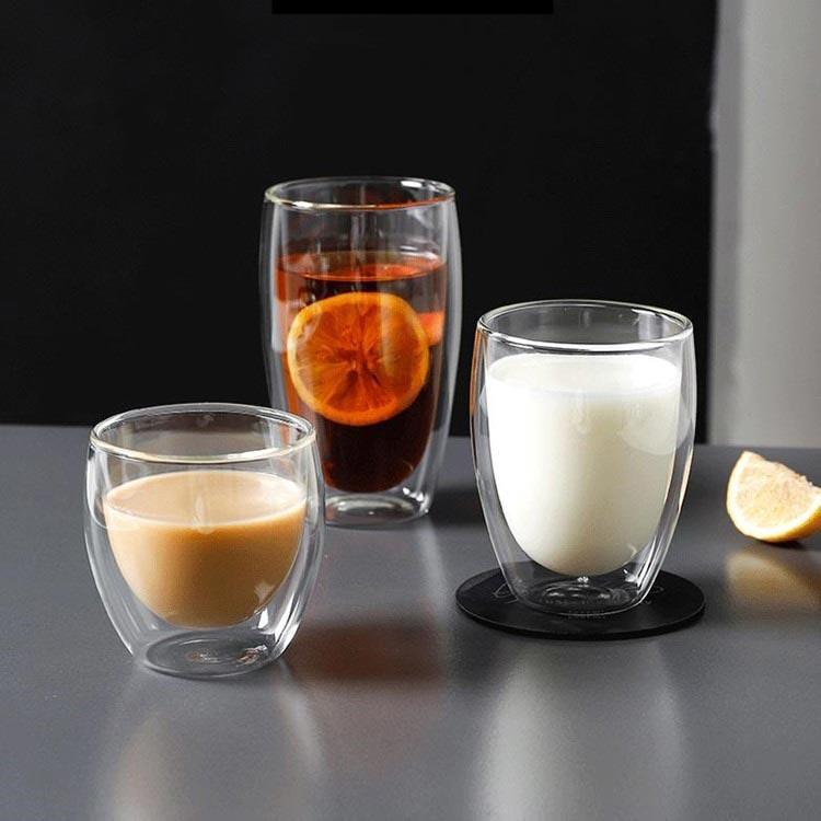 2個セット ダブルウォールグラス 250ml 350ml 450ml タンブラー 大容量 耐熱 ガラ...