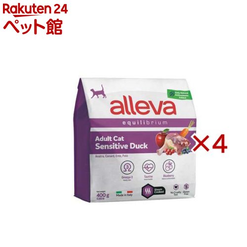 Rakuten - アレヴァエクイリブリアム 猫用センシティブダック アダルト(400g×4セット)【アレヴァ エクイリブリアム】