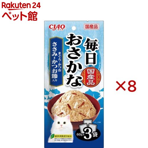 樂天商城 - チャオ 毎日おさかな まぐろ・かつお ささみ・かつお節入り(3袋入×8セット(1袋60g))