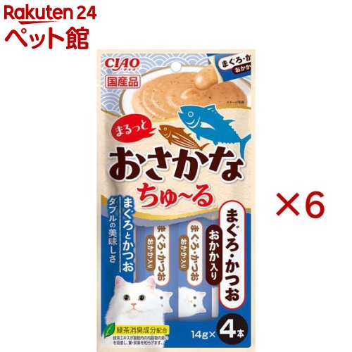 Rakuten - チャオ まるっとおさかなちゅ〜る まぐろ・かつお おかか入り(4本入×6セット(1本14g))