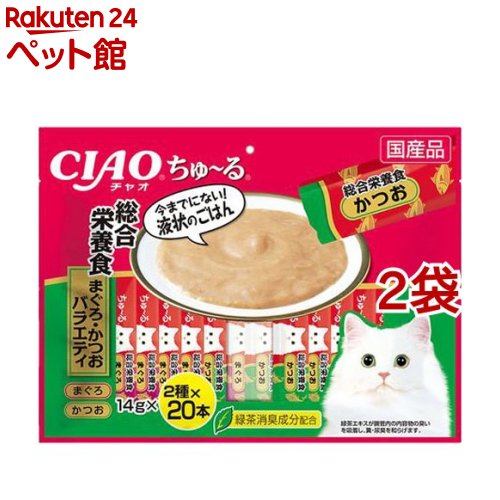 チャオ ちゅ〜る 総合栄養食 まぐろ・かつおバラエティ(14g*40本入*2袋セット)【ちゅ〜る】のサムネイル