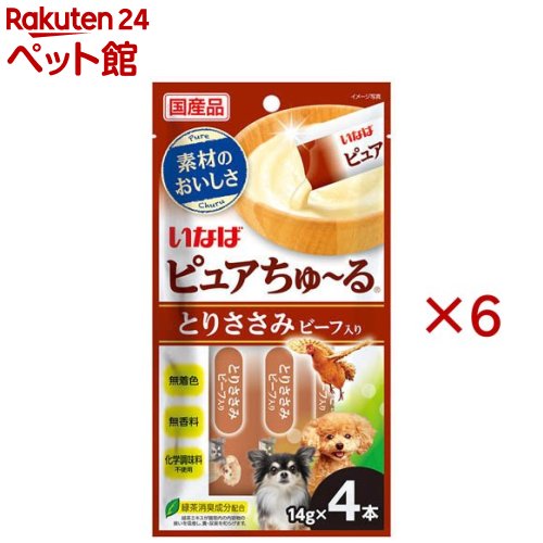Rakuten - ピュアちゅ〜る とりささみ ビーフ入り(4本入×6セット(1本14g))