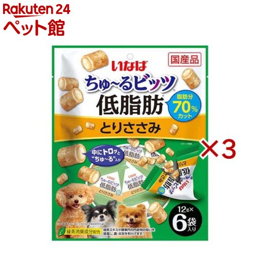 Rakuten - ちゅ〜るビッツ 低脂肪 とりささみ 犬用(6袋入×3セット(1袋12g))