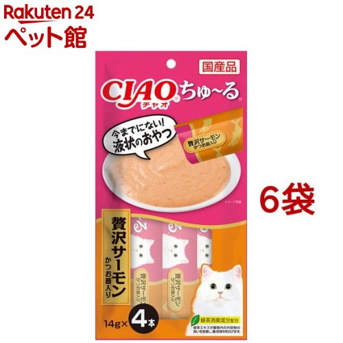 CIAO ちゅ～る 贅沢サーモン かつお節入り(14g*4本入*6袋セット)