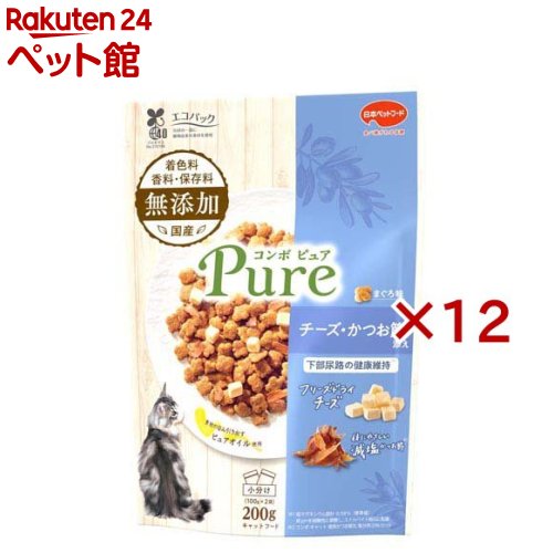 Rakuten - コンボ ピュア キャット まぐろ味 チーズ・かつお節添え(200g×12セット)【コンボ ピュア】