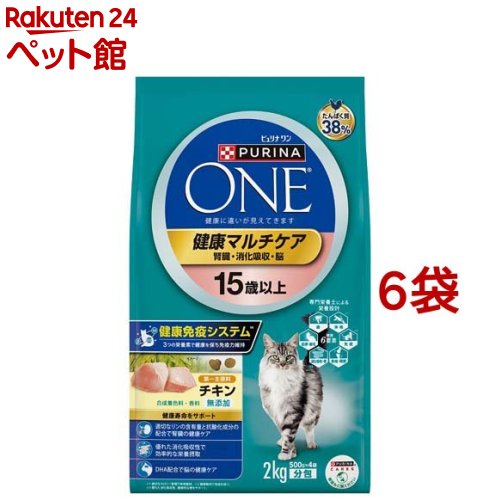 楽天楽天24 ペット館ピュリナワン キャット 健康マルチケア 15歳以上 チキン（2kg*6袋セット）【d_one】【dalc_purinaone】【qqu】【ピュリナワン（PURINA ONE）】[キャットフード]