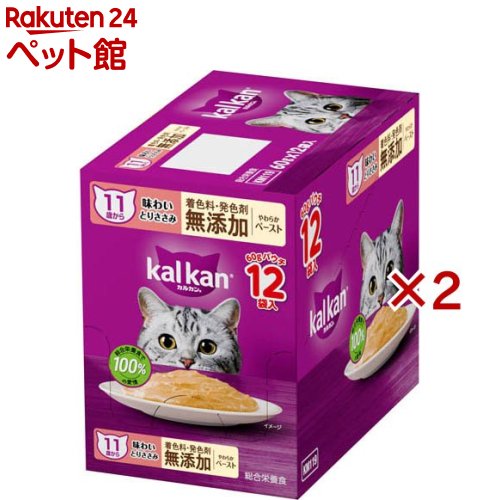 カルカン パウチ 11歳 やわらかペースト とりささみ 着色料 無添加 キャットフード(12袋入×2セット(1袋60g))【カルカン パウチ】[キャットフード ウェットフード]のサムネイル