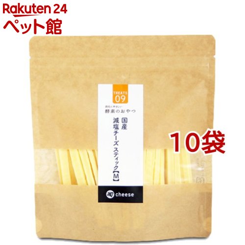 お店TOP＞犬用品＞犬のおやつ・サプリメント＞犬のその他おやつ＞酵素のおやつ 減塩チーズスティックM (150g*10袋セット)【酵素のおやつ 減塩チーズスティックMの商品詳細】●消化にやさしい「酵素のおやつ」。 素材は国産にこだわり栄養満点・人にも「ごちそう」な部分を厳選。人間用品質の新鮮素材を使用しています！●無着色・保存料無添加 ●塩分カットで含有量は1％以下。通常のチーズの約50％カットです。※チーズスティックはパパイン酵素加工しておりません。カルシウムや良質なたんぱく質が豊富です。【酵素のおやつ 減塩チーズスティックMの原材料】減塩国産チーズ【栄養成分】粗タンパク：37％以上、粗脂肪：40％以上、粗繊維：0.5％以下、粗灰分：10％以下、水分：10％以下、100g当りカロリー：480kcal【注意事項】・本品は犬用おやつです。お子様が食べないようにご注意ください。・幼犬に与える場合は、消化不良を起こしたり、喉に詰まらせたりしないように少量ずつ慣らせてあげて下さい。・天然原料のため、色、大きさ、長さ、形状、硬さなどにばらつきがあります。・脂分でべたつくことがあります。衣服や家具、カーペットへの付着にご注意ください。・本品を与えるときは、目を離さないようご注意ください。・アレルギーのある愛犬には、原材料を確認してから与えてください。・万一、愛犬が体調を崩した場合は、与えるのを中止し、獣医師にご相談ください。・幼児やペットの手の届かないところで、直射日光、高温多湿を避け、開封後はチャックをしっかりと閉めて保存してください。・開封後は冷暗所に保管してください。・開封後はなるべく早めに使いきりください。・アルミの縁で手を切らないようご注意ください。【発売元、製造元、輸入元又は販売元】DCイノベーション※説明文は単品の内容です。リニューアルに伴い、パッケージ・内容等予告なく変更する場合がございます。予めご了承ください。・単品JAN：4580607350181DCイノベーション岡山県岡山市北区辰巳29-112086-230-3245広告文責：楽天グループ株式会社電話：050-5306-1825[犬用品]