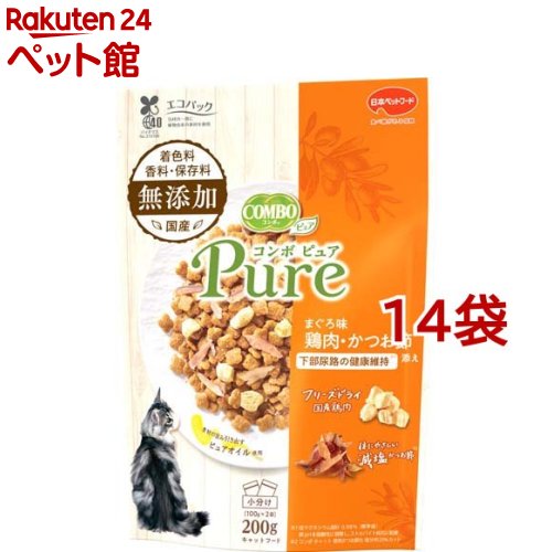 コンボ キャット ピュア まぐろ味 鶏肉 かつお節添え(200g 14袋セット)【コンボ(COMBO)】