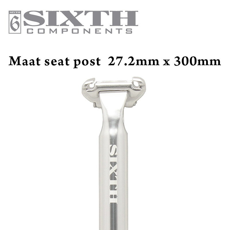 SIXTH Components Maat seat post 27.2x300mm silver シックスコンポーネンツ マート シートポスト27.2x300mm シルバー AL6061鍛造アルミニウムを熱処理することにより、軽量で高い強度を誇ります。 シルバーアルマイトを施した美しい表面処理です。 5mmのアレンキー(ヘックスレンチ)一本で角度調整と固定が出来るワンキーアジャストを採用。 正面に"SIXTH"、背面に"6"のロゴをレーザーエッチングにてマーキングしております。 【SPEC】 サイズ: 外径27.2mm、全長300mm(シートクランプから下端面まで) 素材: AL6061-T6t鍛造アルミニウム 仕上げ: ブラックアルマイト 重量: 235g 【商品説明】 5mmのアレンキー(ヘックスレンチ)1本で角度調整、固定が出来る「ワンキーアジャスト」。 シンプル、スタイリッシュな造形で、どんなバイクにもマッチします。 AL6061鍛造アルミニウムを熱処理することにより、軽量で高い強度を誇ります。 【ご注意】 ※商品のカラーはディスプレイの種類等により、実物と異なって見える場合がございます。 ※製品の仕様、デザインは予告なく変更する場合がございます。 イベント ツール・ド・フランス　ジロ・デイタリア　ブエルタ・エスパーニャ　ツアー・オブ・ジャパン　ツアー・オブ・アメリカ 用途 サイクリング ツーリング　グランピング　アウトドア　バイク・パッキング　コーヒーライド　カフェ巡り　ポタリング　グループライド　普段使い 通勤 通学 買い物 長距離 短距離 街乗り タウンユース 男性 女性 大人 初めて 入門 エントリーモデル 初心者 ビギナー ミドルクラス　ハイエンド　坂道 買い替え 乗りやすい 疲れない 登坂 高身長 スペック 自転車 ロードバイク ピストバイク クロスバイク ホールディングバイク　マウンテンバイク　MTB　グラベルロード ミニベロ　折り畳み　軽量 快適 カーボン 東レ　T800　T700　クロモリ CR-MO　4130　アルミ　7005　7075　6069　6061　長時間 回転 安定 持ち運び 高級 ハイスペック 高速 高性能 高機能 速い 軽量 最速 疲労軽減 コスパ　デュラエース　アルテグラ　105　Tiagra （ ティアグラ ), ソラ　クラリス　XTR　XT　デオーレ　アリビオ　アセラ　アルタス　20段 ( 2 x 10 )　13段 ( 1 x 13 )　12段 ( 1 x 12 )　11段 ( 1 x 11 ) 10段 ( 1 x 10 ) 9段 ( 1 x 9 ) パーツ 変速 ディーレーラー ブルホーン　ドロップハンドル　ドロップバー　フラットバー　ライザーバー　ヘッドセット　ヘッドパーツ　フレーム　フォーク　サドル　ハンドル　ステム　クランク　チェーンリング　カセットスプロケット　ペダル　ホイール　タイヤ　ブレーキ　ディスクブレーキ　ギア　チェーン　グリップ　バーテープ　リムテープ　シートポスト ブランド・メーカー ROCKBIKES ( ロックバイクス ), SIXTH Components ( シックスコンポーネンツ ), Shimano ( シマノ ), SRAM,( スラム ), KENDA ( ケンダ )　Microshift ( マイクロシフト )　L-TWOO　( エルトゥー )