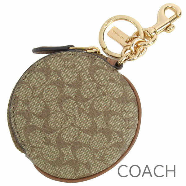 コーチ COACH 小銭入れ レディース バッグチャーム キーホルダー コインケース キーリング シグネチャー 円形 丸型 【送料無料（ネコポス メール便）】 ブランド コーチ正規品販売店 直営アウトレット店より直輸入 【あす楽】