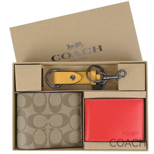 コーチ COACH 財布 キーホルダー セット メンズ 二つ折り財布 定期入れ パスケース IDケース キーリング シグネチャー コーチ専用箱付き 取り外し可能パスケース付き 【送料無料】 ブランド コーチ正規品販売店 直営アウトレット店より直輸入 【あす楽】