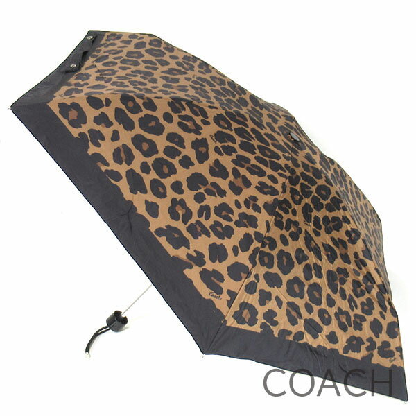 コーチ COACH 折りたたみ傘 レディース 日傘 晴雨兼用傘 折り畳み傘 アンブレラ 99％ UVカット ヒョウ柄 豹柄 レオパード柄 【送料無料】 ブランド コーチ正規品販売店 直営アウトレット店より直輸入のサムネイル