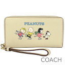 コーチ 革長財布 レディース 無料母の日ラッピング！ コーチ COACH 財布 レディース 長財布 スヌーピー ピーナッツ コラボ商品 レザー ラウンドファスナー 取り外し可能ストラップ付き 【送料無料】 ブランド コーチ正規品販売店 直営アウトレット店より直輸入 【あす楽】