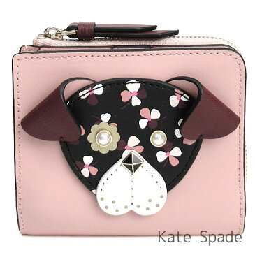 無料母の日ラッピング！ ケイトスペード kate spade 財布 レディース 二つ折り財布 パスケース 定期入れ IDケース レザー 犬 ドッグ 花柄 【送料無料】 ブランド ケイトスペード正規品販売店 直営アウトレット店より直輸入