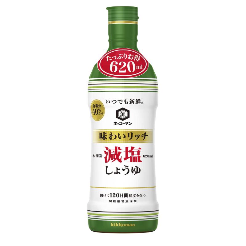 キッコーマン食品 いつでも新鮮 味わいリッチ減塩しょうゆ 620ML