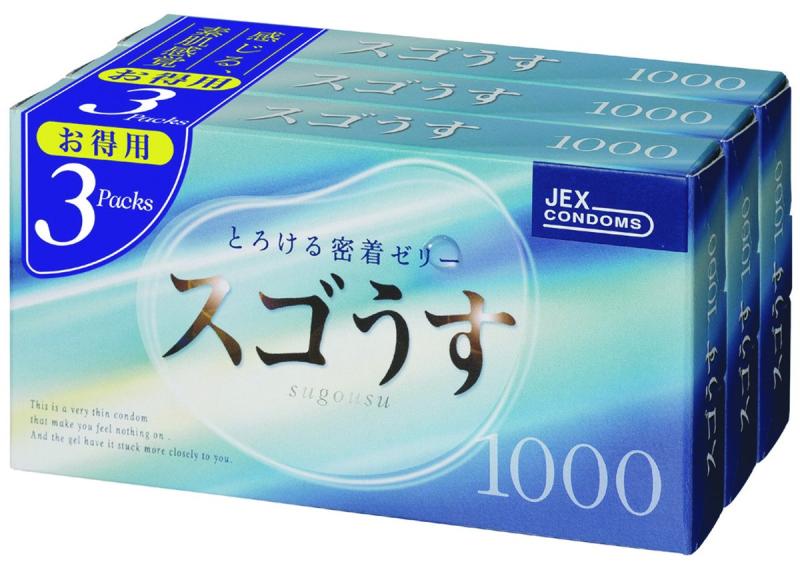 ジェクス スゴうす 1000 ゴム 12個入 3箱