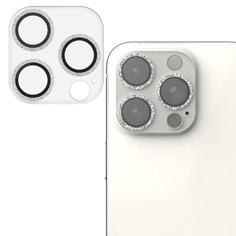 エレコム iPhone 14 Pro/iPhone 14 Pro Max カメラレンズカバー ガラス &me 可愛い グリッター仕様 10H 指紋防止加工 PM-A22CFLLP5