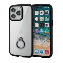 エレコム iPhone 14 Pro Max ケース カバー 耐衝撃 衝撃吸収 ハイブリッド 軽量 薄型 リング付 スタンド機能付 背面クリア 硬度8H TOUGH SLIM ストラップホール付き ブラック PM-A22DTSLFCRBK(3)