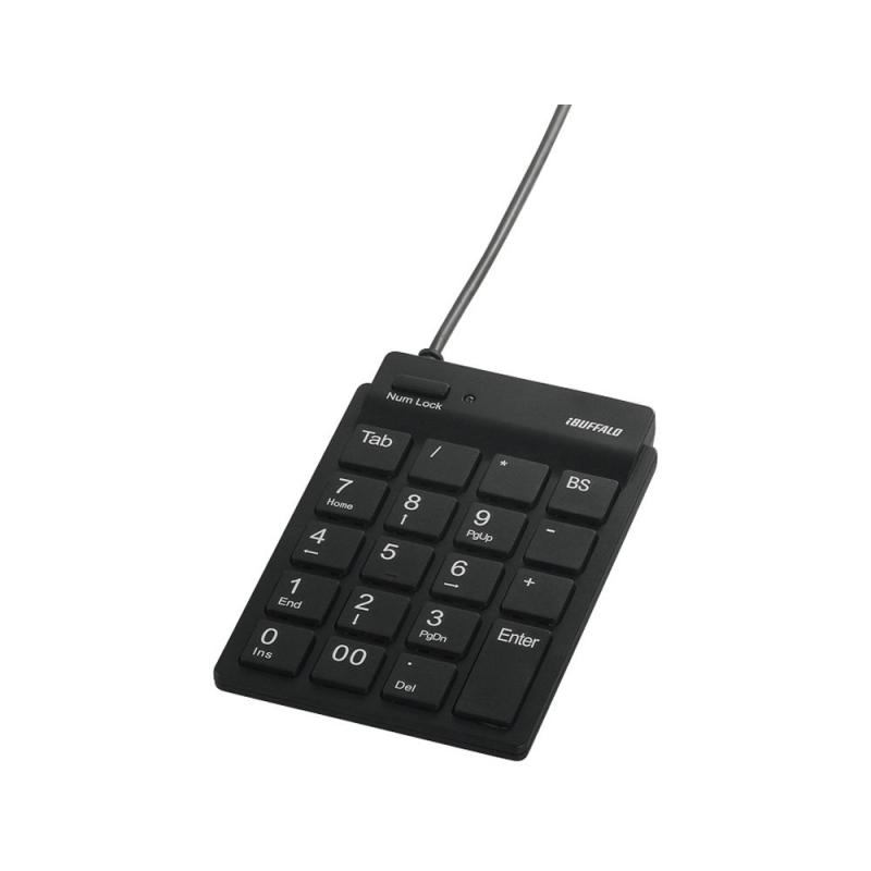 バッファロー BUFFALO 有線スリムテンキーボード ハブ付き ブラック BSTKH08BK