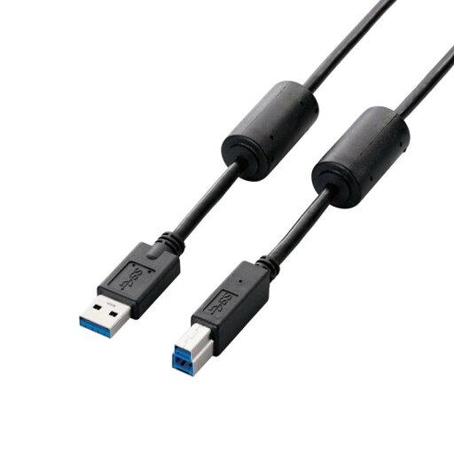 エレコム USBケーブル USB3.0 A-Bタイプ フェライトコア 1m ブラック USB3-BF10BK エレコム USBケーブル USB3.0 A-Bタイプ フェライトコア 1m ブラック USB3-BF10BK