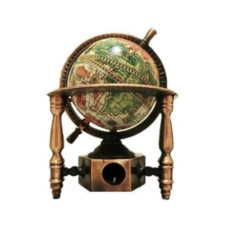 秋月貿易 デザイン小物 地球儀 W6.5cm x D6.5cm x H8cm アンティークシャープナー 9622