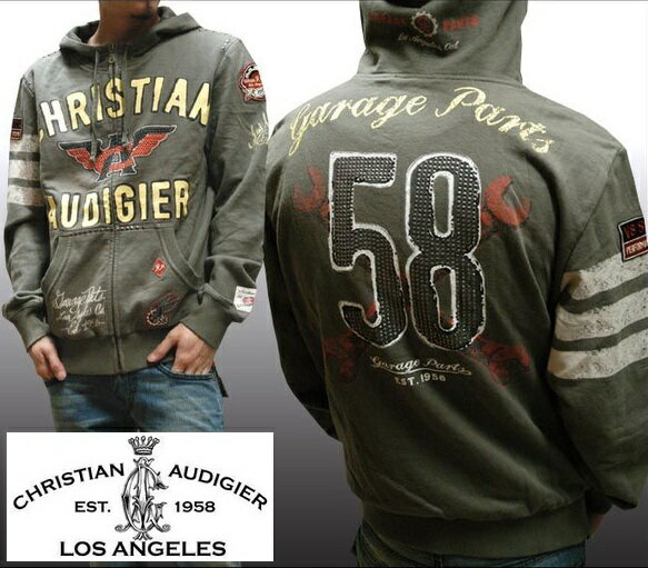 【セール】 クリスチャンオードジェー パーカー メンズ Christian Audigier 58SPANNER MOSS ジップパーカー フーディー インポート ハリウッド LAセレブ ファッション セレブ カジュアル セレカジ 正規品 エドハーディー Ed Hardy スタイル ストリート ロック ブランド