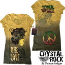 CRYSTAL ROCK クリスタルロック BY CHRISTIAN AUDIGIER クリスチャンオードジェー レディース チュニック Tシャツ ラインストーン RASTA CHICK イエロー オリーブ ハリウッド ファッション セレブ カジュアル セレカジ エドハーディー Ed Hardy ストリート スタイル ブランド