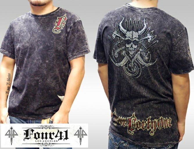 Information 【送料無料】 Four41 Los Angeles フォーフォーティーワン メンズ ラインストーン Tシャツ スカルデビル ブラック M-21 スワロフスキー インポート セレブ ブランド アメカジ ストリート サーフ LAセレブ セレカジ アフリクション Ed Hardy エドハーディー ファッション ロック スタイル 好きに◎ ■ブランド説明 アメリカはロサンゼルスの中心にショップを構えるブランド、Four41 (フォーフォーティーワン) 人気ファッション雑誌でも15ページに渡り取り上げられた注目のブランドです！ 刺繍・プリント・スワロフスキーで迫力と上品さを取り入れたデザインが特徴です。 アメリカではEd Hardyに並んで人気ですが、日本国内では流通量が少ないブランドなので、 人と差を付けたい方にオススメ！ サイズ 着丈 身幅 袖丈 Lサイズ 70cm 58cm 21cm XLサイズ 72cm 63cm 24cm ご購入にあたって ・ハンドメイド商品によりストーンの並びに1点ずつに誤差はございます ・商品によって多少のサイズの誤差はございます ・画面上と実物では多少色具合が異なって見える場合もございますが、ご了承ください ・ブランドによって、ヴィンテージ加工、ダメージ加工などが施されている商品もございますが、全て新品未使用の商品です。 ・お客様都合による返品、交換はお受けできません。【送料無料】 Four41 Los Angeles フォーフォーティーワン メンズ ラインストーン Tシャツ スカルデビル ブラック M-21 スワロフスキー インポート セレブ ブランド アメカジ ストリート サーフ LAセレブ セレカジ アフリクション Ed Hardy エドハーディー ファッション ロック スタイル 好きに◎