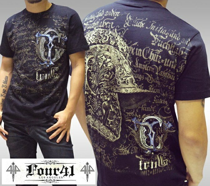 Four41 Los Angeles フォーフォーティーワン メンズ ラインストーン Tシャツ セレブ Ed Hardy エドハーディー ファッション ブランド アフリクション ロック スタイル