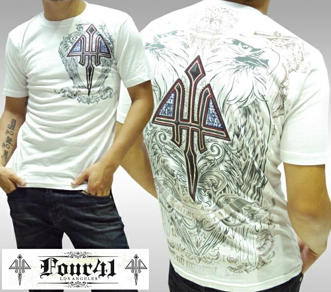 Four41 Los Angeles フォーフォーティーワン メンズ ラインストーン Tシャツ セレブ Ed Hardy エドハーディー ファッション ブランド アフリクション ロック スタイル